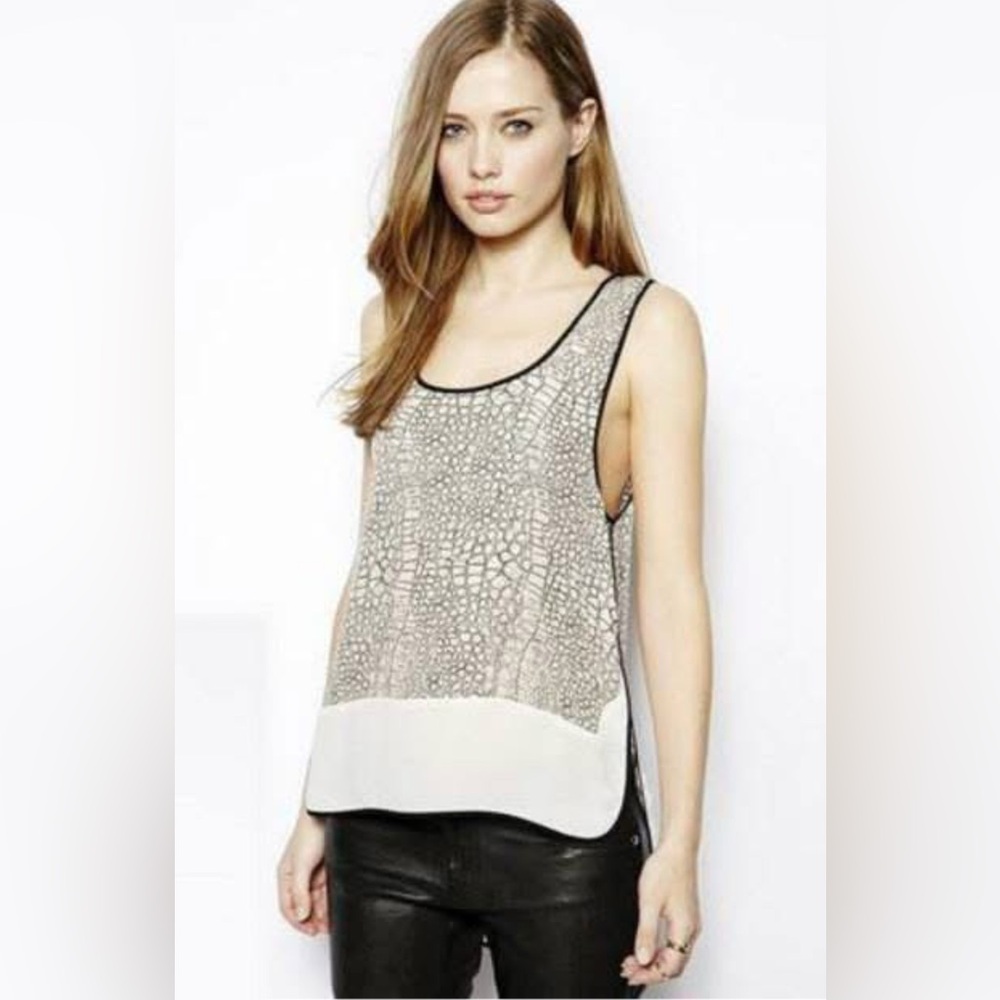 Whistles Cream and Black Snake Print Silk Tank Top